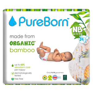 PureBorn NewBorn Organic Bamboo Diapers - (0-4.5 kg)