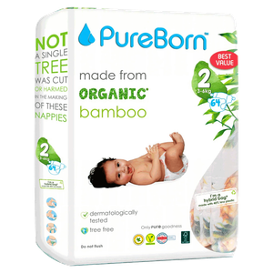 PureBorn Size 2 Eco Organic Diapers - (3-6 kg)