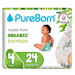 PureBorn Size 4 Organic Bamboo Diapers - (7-12 kg)
