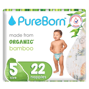 PureBorn Size 5 Organic Bamboo Diapers - (11-18 kg)