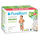 PureBorn Size 5 Organic Bamboo Diapers - (11-18 kg)