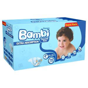Sanita Bambi Size 4+ Large Diapers - (10-18 kg)