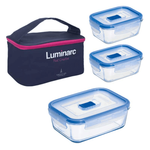 Luminarc Pure Box Set Of 3 Containers With Lunch Bag