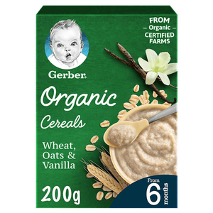 Gerber Wheat, Oats & Vanilla Organic Infant Cereals - (From 6 Months)