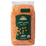 عدس أحمر عضوي من أرض الطبيعة