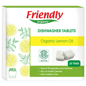 Friendly Organic Organic Lemon Oil Dishwasher Tablets