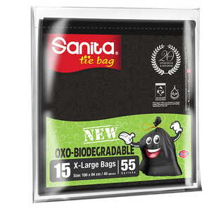 Sanita Biodegradable Tie Garbage Bags - 55 Gallon