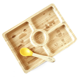 Citron Toddler With Spoon Bamboo Plate