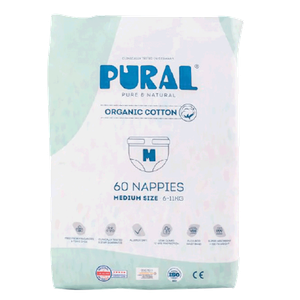 Pural Pure & Natural Medium Allergy Friendly Organic Cotton Nappies