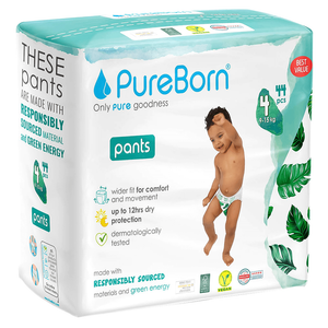 PureBorn Size 4 Organic Bamboo Culotte Diapers - (9 -15 kg)