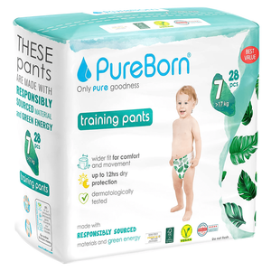 PureBorn Size 7 Organic Bamboo Culotte Diapers - (+16 kg)