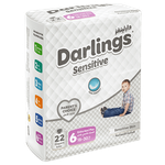 حفاضات للأطفال للبشرة الحساسة مقاس 6 بحجم إكسترا ماكسي بلس بلس من دارلينغز - (18-30 كجم)