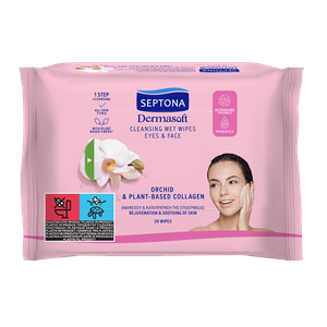 Septona Dermasoft orchid & plant-based collagen Cleansing Wet Wipes