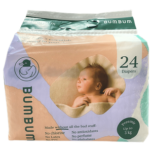 BumBum Organic Cotton Preemie Diapers - (0-3 kg)