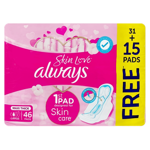 Always Skin Love Maxi Thick Large Pads With Wings