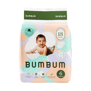 BumBum Size 6 Organic Bamboo Diapers - (15-25 kg)