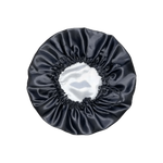 Hair Essentials Premium Satin Kids Bonnet - Black/Silver