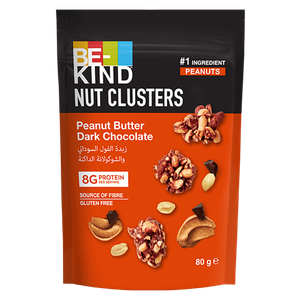 قطع الفول السوداني بالشوكولاتة الداكنة وكريمة الفول السوداني من بي كايند