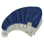 Done By Joe's Organic Bamboo Charcoal Fiber Hair Towel - Grey Green & Navy Blue