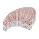 Done By Joe's Organic Bamboo Charcoal Fiber Hair Towel - Dusty Pink & Dusty Grey