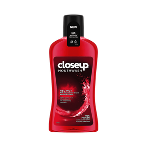 Closeup Red Hot Antibacterial Mouthwash