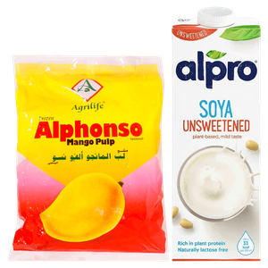 Alpro Unsweetened Soya Drink & Agrilife Frozen Mango Smoothie