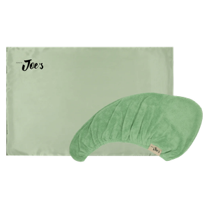 Done By Joe's Hair Towel & Satin Pillowcase Set - Pistachio Green