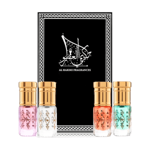 Al Hakimi Fragrances Red, Blue, Sensation & Tahara Musk Set
