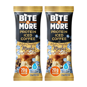 قهوة بروتين مثلجة بالشوكولاتة البيضاء من بايت آند مور