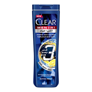 Clear Active Fresh Men 3 In 1 Shampoo Body + Face Wash