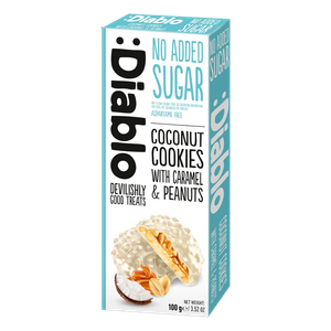 كوكيز بالكراميل والفول السوداني بجوز الهند بدون سكر مضاف من ديابلو