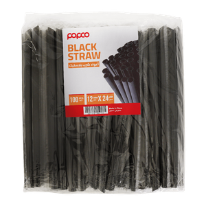 Papco Plastic Black Straws
