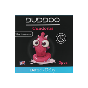 واقيات ذكرية منقطة "تأخير" شفافة من دودو