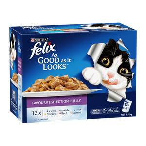 Felix As Good As It Looks Doubly Delicious Favourite Selection In Jelly Cat Food 