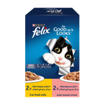 طعام رطب "أس جود أس إت لوكس" للقطط البالغة بالدجاج والسلمون في الجيلي من فيليكس