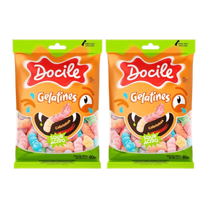Docile Gelatines Sour Worms Shaped Candy