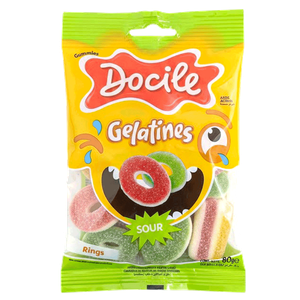 Docile Gelatines Sour Peach Rings Candy