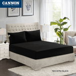 Cannon Queen Fitted Premium Cotton Bedsheet - Black