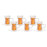 طقم أكواب شاي زجاجية مزدوجة الجدار من أرامورو