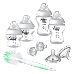 طقم حديثي الولادة بزجاجات شفافة من تومي تيبي