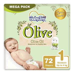 Babyjoy Newborn Diapers Mega Pack Olive Oil Size 1 - (Up to 4 kg)