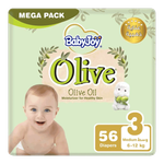 Babyjoy Medium Diapers Mega Pack Olive Oil Size 3 - (6 to 12 kg)