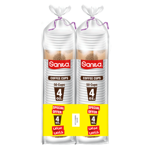 أكواب ورقية 4 أونصة عبوة بيضاء من سانيتا