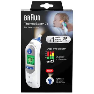 Braun ThermoScan 7+ Ear Thermometer With Age Precision & Night Mode