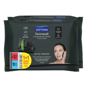 Septona Dermasoft Cleansing Wet Wipes Active Charcoal