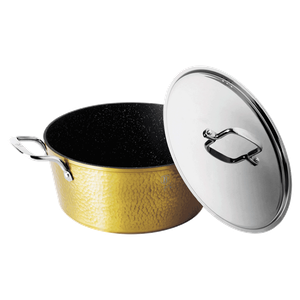 Berlinger Haus Hammered Casserole With Stainless Steel Lid & Handles Gold