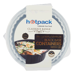 Hotpack Black Base Round Microwavable Container With Lids 