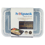 Hotpack Black Plastic Rectangular Microwavable Disposable Container 