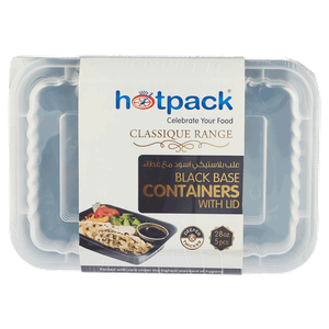 Hotpack Black Plastic Rectangular Microwavable Disposable Container 