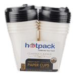 Hotpack  Heavy Duty Paper Cups White With Black Lid 